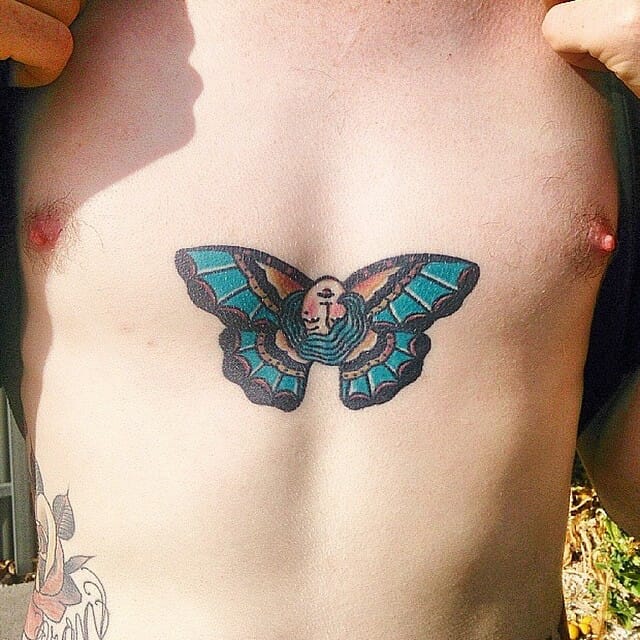 Sailor Jerry Butterfly Chest Tattoo