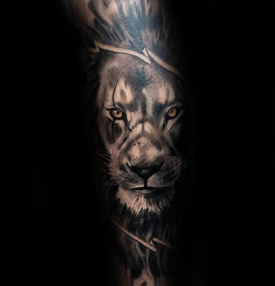 Shaded Lion Tattoo