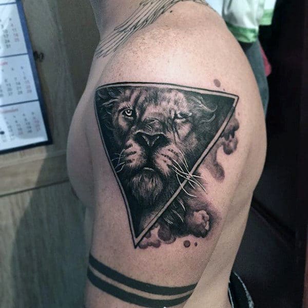 Small Triangle Lion Tattoo