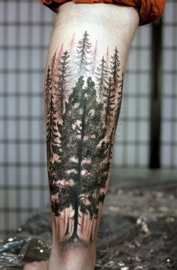 Stylish Men's Tree Leg Tattoo