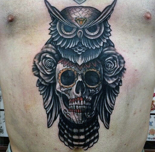 Owl With Skull Tattoo