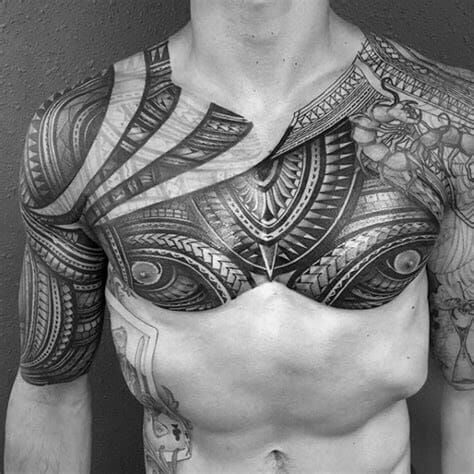 Samoan Full Chest Tattoo & Half Sleeve
