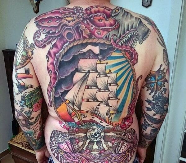 Traditional Sailor Jerry Back Tattoo