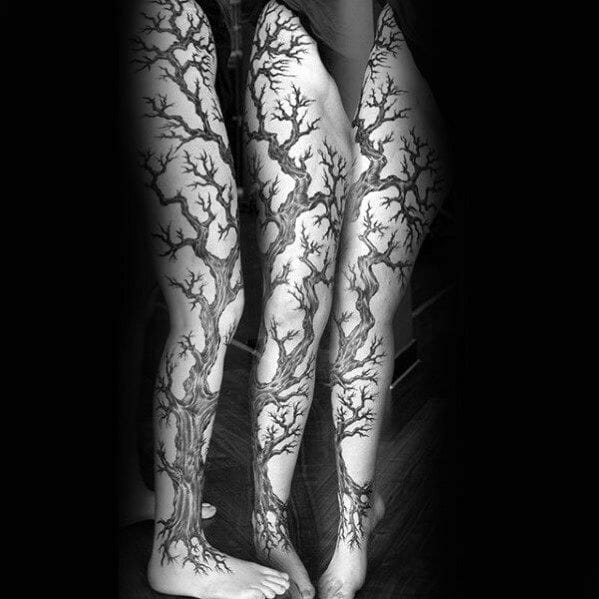 Tree Leg Tattoo Designs