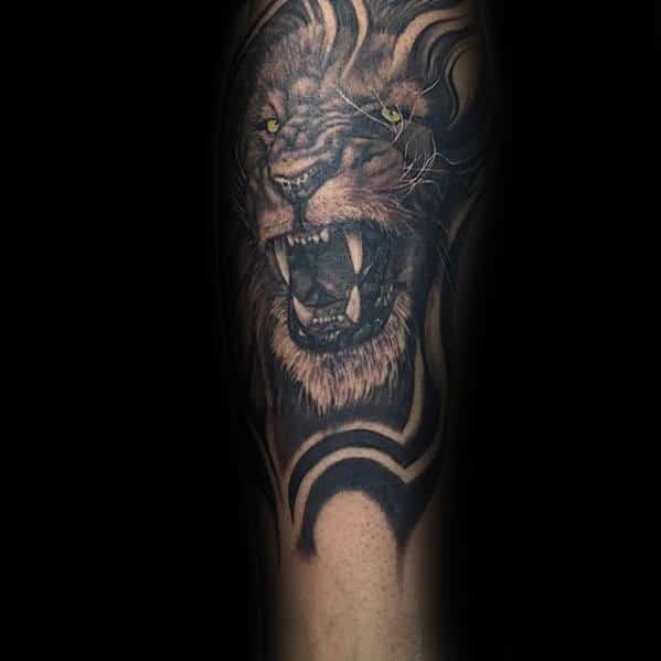 Unique Mens Roaring Lion Tattoo