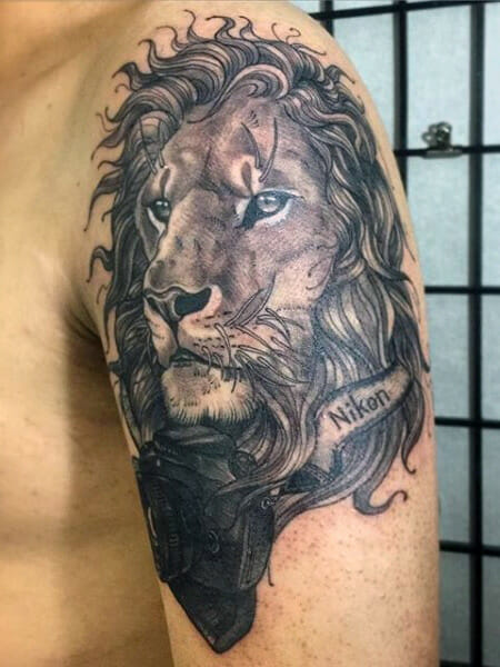 Upper Arm Lion Tattoo Design