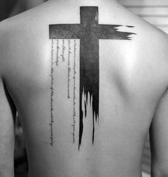 Bold Cross Back Tattoo