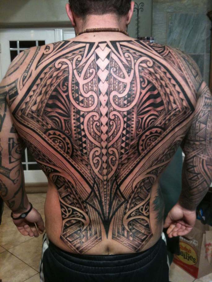Polynesian Full Back Tattoo