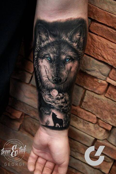wolf sleeve tattoos