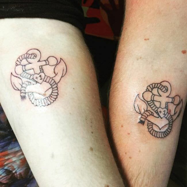 Cool Couples Anchor Tattoos