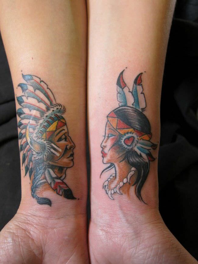 Couples Native American Tattoo