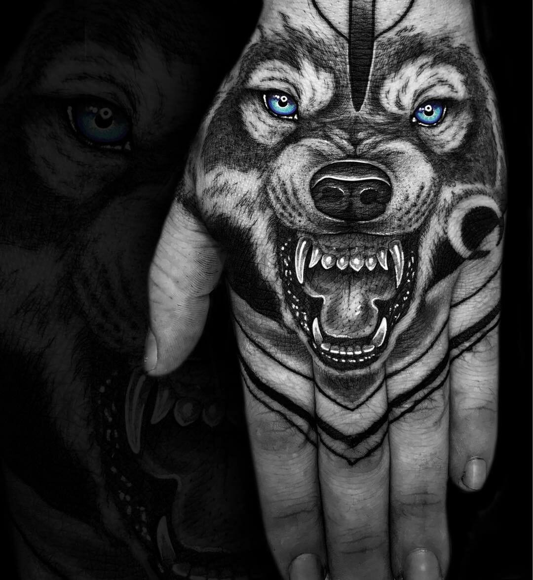 Blue Eyed Wolf Tattoo