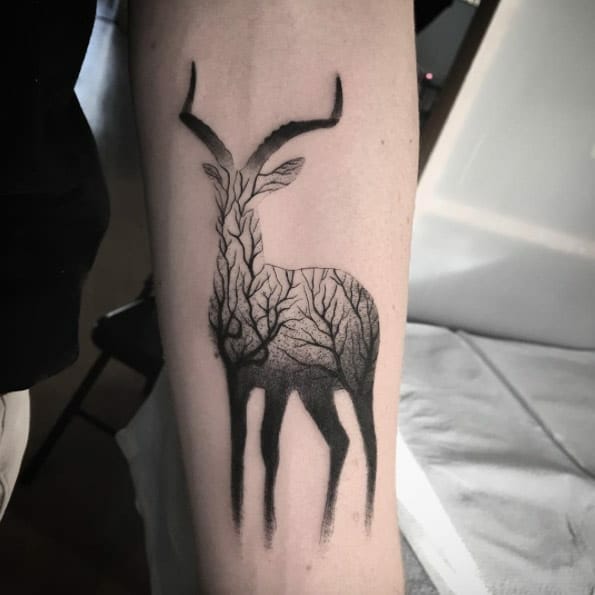 Amazing Deer Arm Tattoo