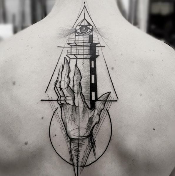 Lighthouse Back Tattoo
