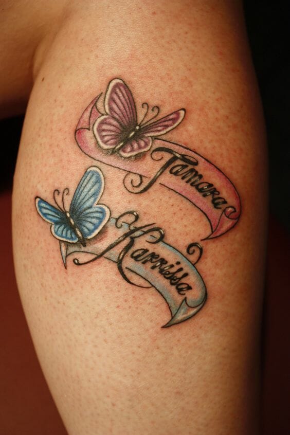 Nice Kids Name Butterfly Tattoo