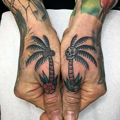 Sailor Jerry Palm Tree Hand Tattoo