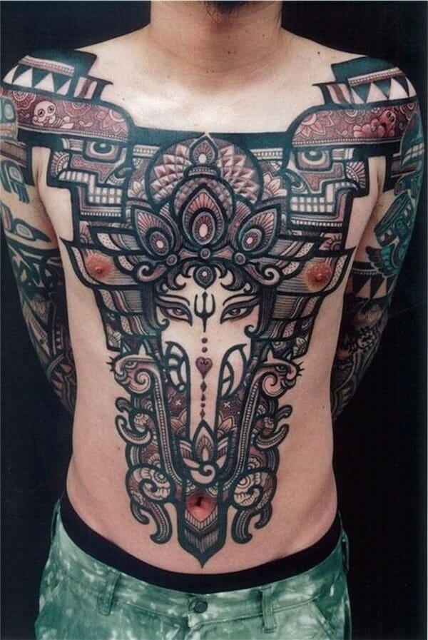 Aztec Chest Tattoo