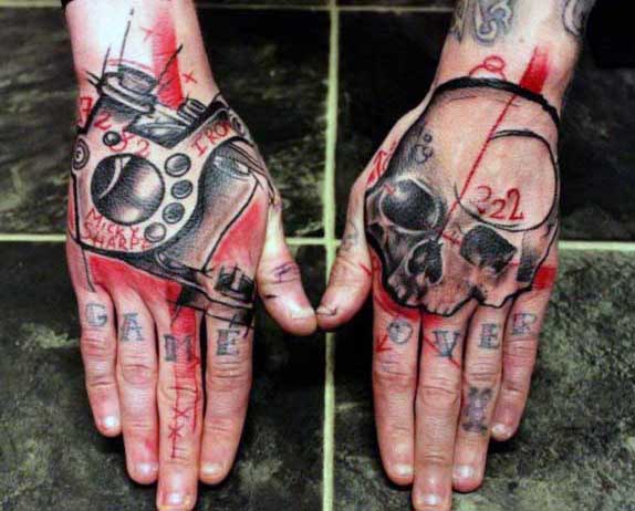 Abstract Skull Hand Tattoo