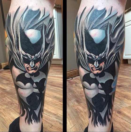 3D Batman Leg Tattoo