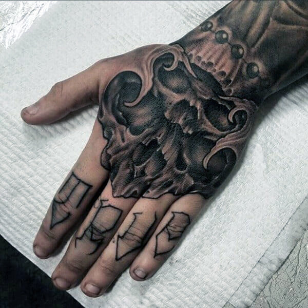 Amazing Skull Hand Tattoos