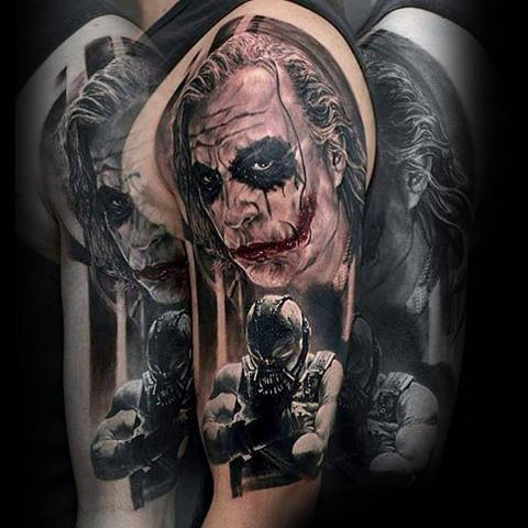 Realistic The Joker Themed Tattoo Sleeve