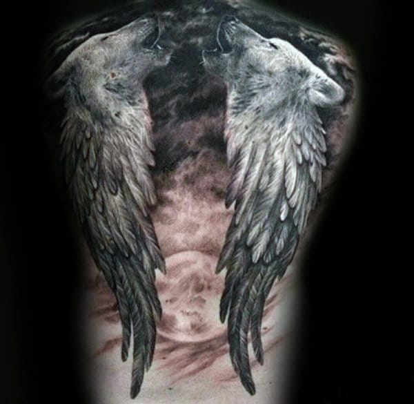 Angel Wing Wolf Tattoo