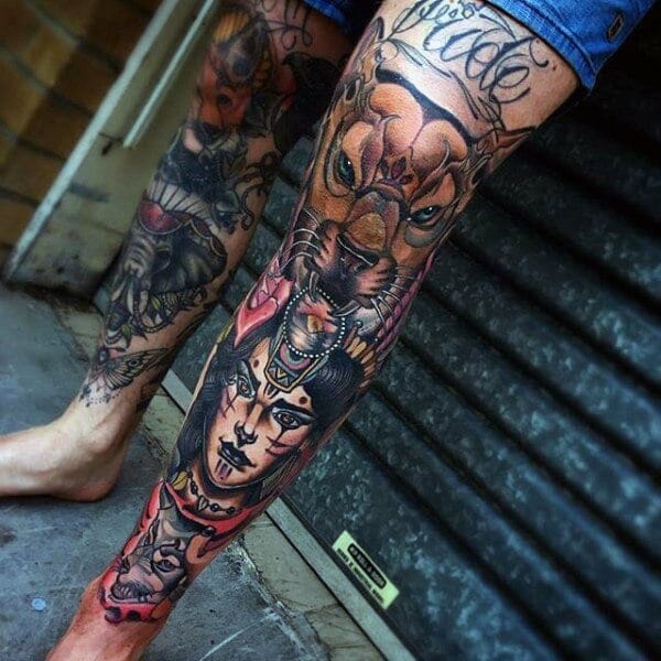 Amazing Leg Sleeve Tattoo