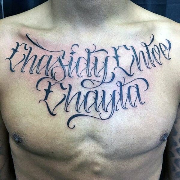 "Chasidy" Cool Name Chest Tattoo