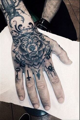 Awesome Wolf Hand Tattoo