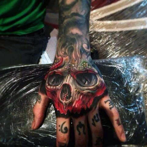 Cool Skull Hand Tattoo