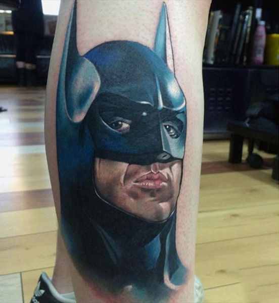 Batman Cartoon Leg Tattoo