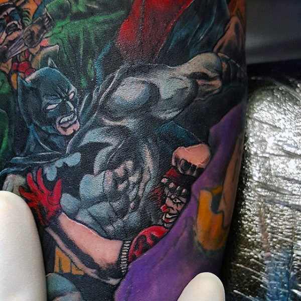Batman & Villains Bicep Tattoo with Colour 