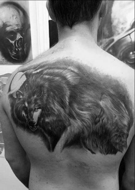 Black & Grey Shade Wolf Tattoo