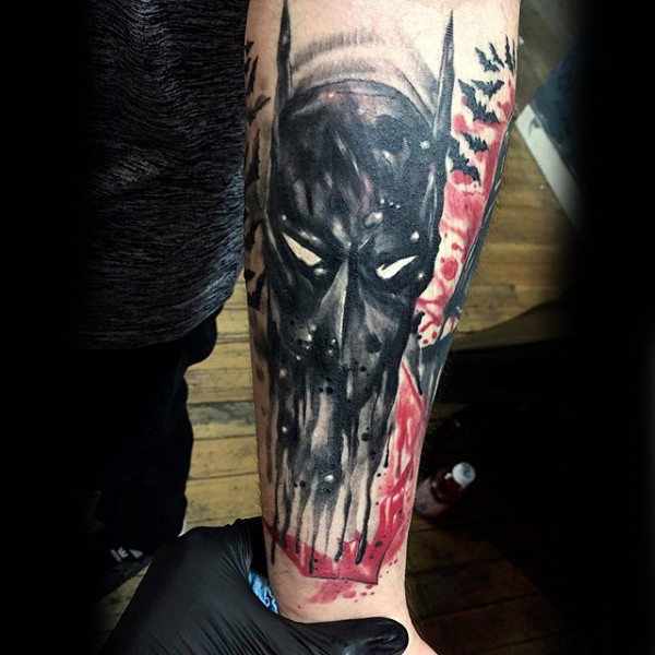 Abstract Batman Arm Tattoo 