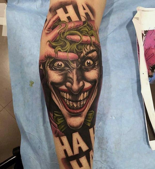 The Joker Negative Space Sleeve Arm Tattoo