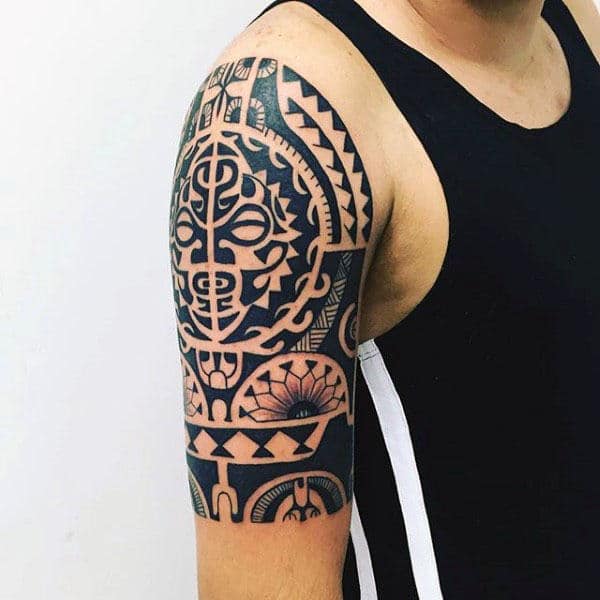 Hawaiian Half Sleeve Tribal Tattoo