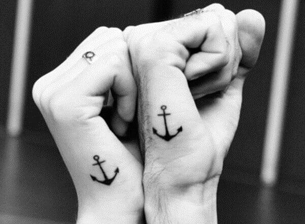 Anchor Couples Hand Tattoo
