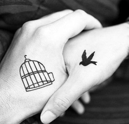 Bird & Cage Hand Tattoo