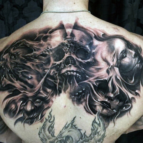 Skull Demon Back Tattoo