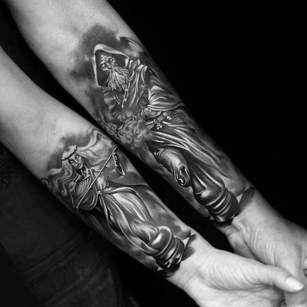 forearm shaded black couples tattoos