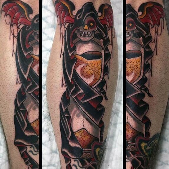 Grim Reaper Leg Tattoo
