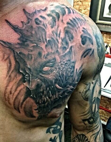 Angel & Demon Tattoo on the shoulder 