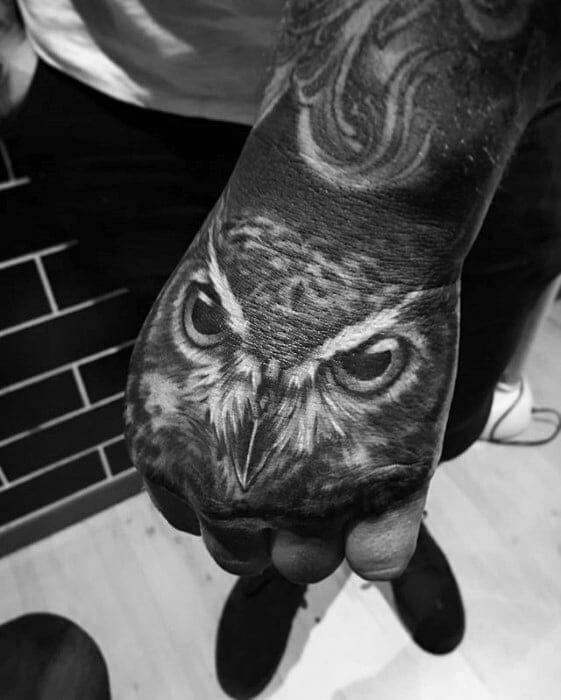 Owl Hand Tattoo