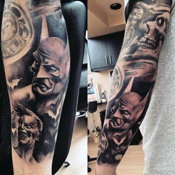 Batman Full Arm Sleeve Tattoo