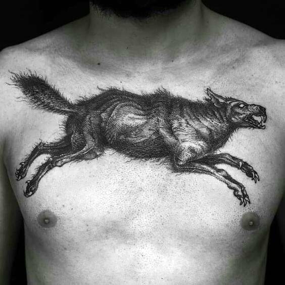 Leaping Wolf Tattoo