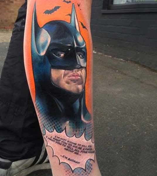 Batman Leg Sleeve Tattoo