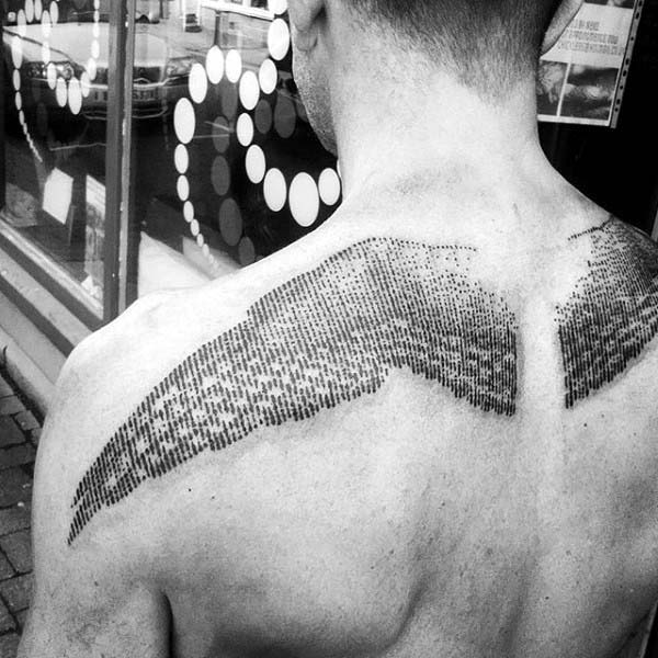 linework wings tattoo