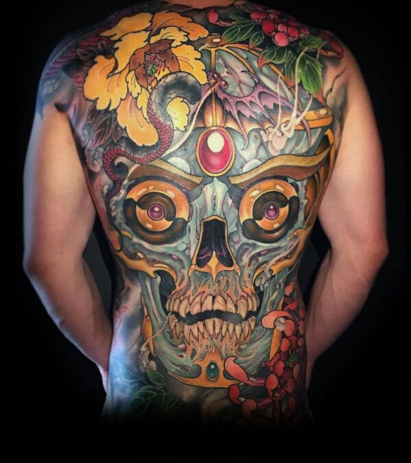 Cool Skull Back Tattoo