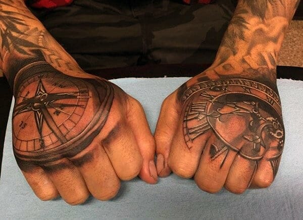 Nordic Compass Hand Tattoo