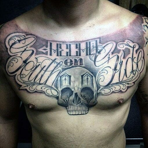 Skull & Lettering Tattoo